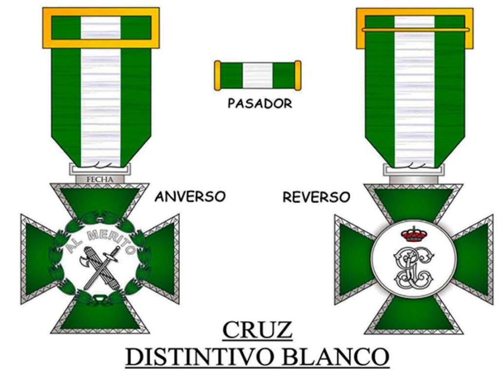 Cruz con distintivo blanco de la Guardia Civil
