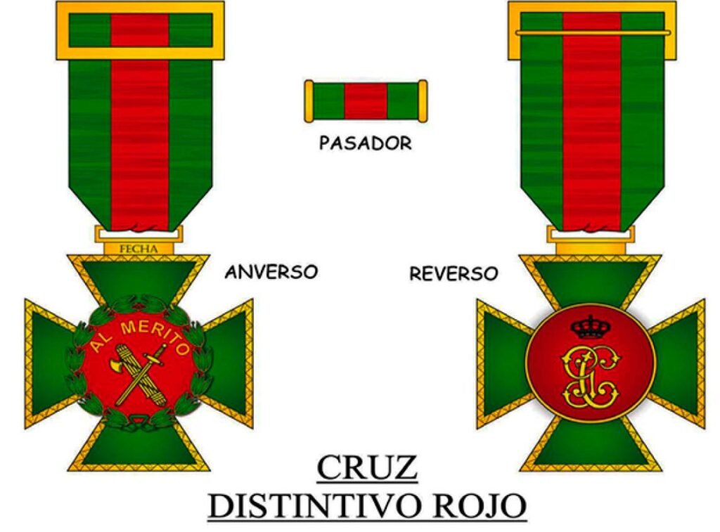 Cruz con distintivo rojo de la Guardia Civil