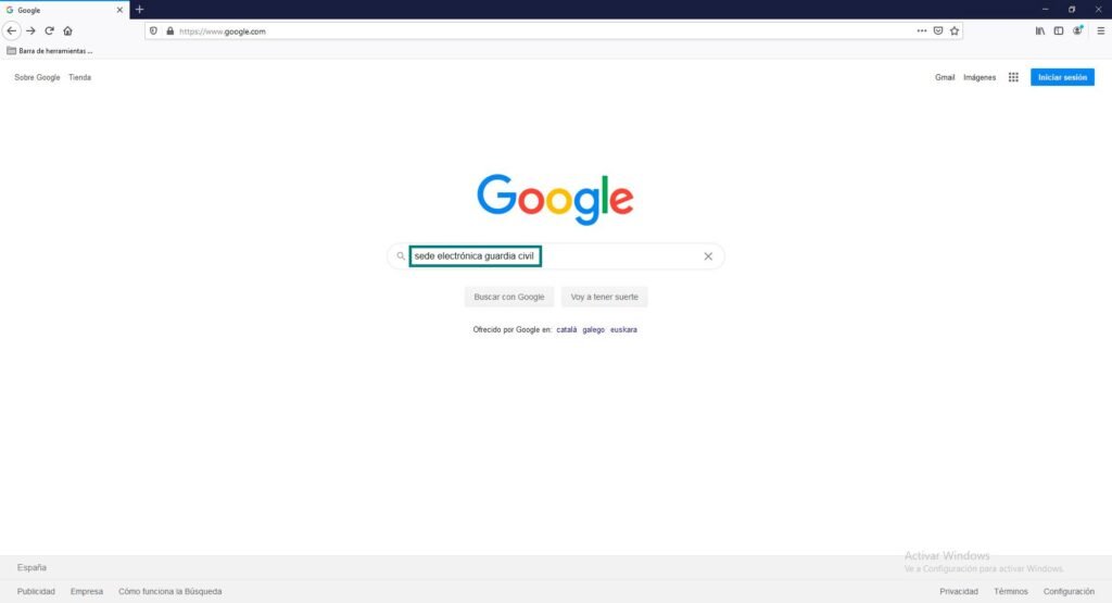buscar sede electrónica guardia civil en google