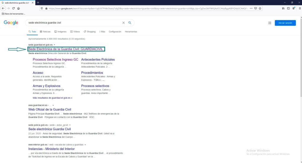 resultado google sede electrónica guardia civil acceso oficial