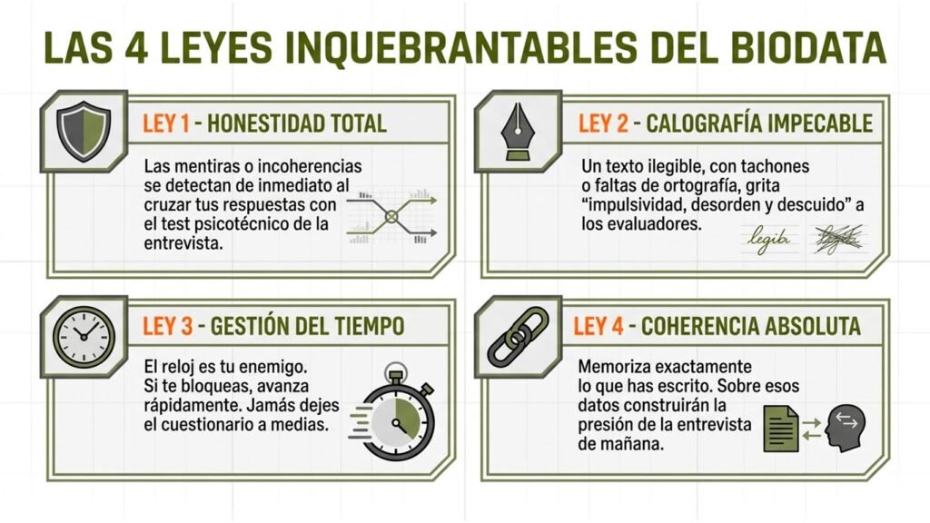 Cuatro consejos para completar correctamente el biodata de Guardia Civil