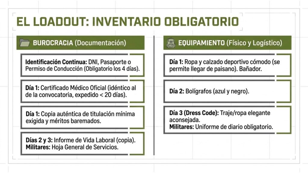 Documentación y equipamiento necesarios para las pruebas psicofísicas de Guardia Civil