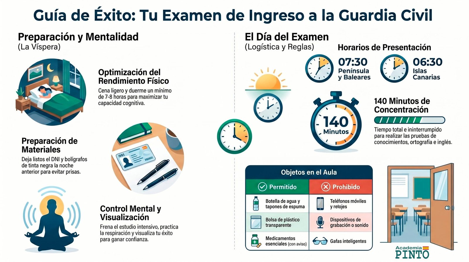 Guía para el examen Guardia Civil 2026 con horarios, material permitido y consejos para el día de la prueba