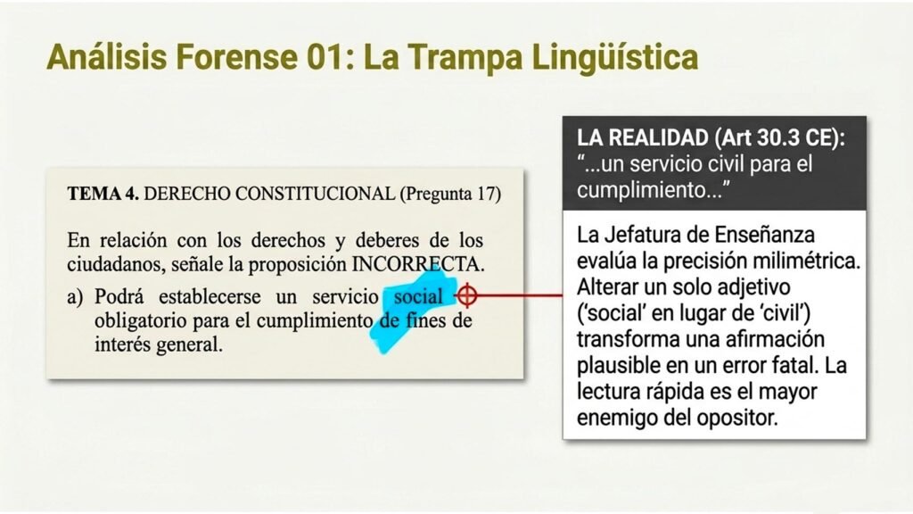 Pregunta de Derecho Constitucional del examen Guardia Civil 2026 sobre servicio civil