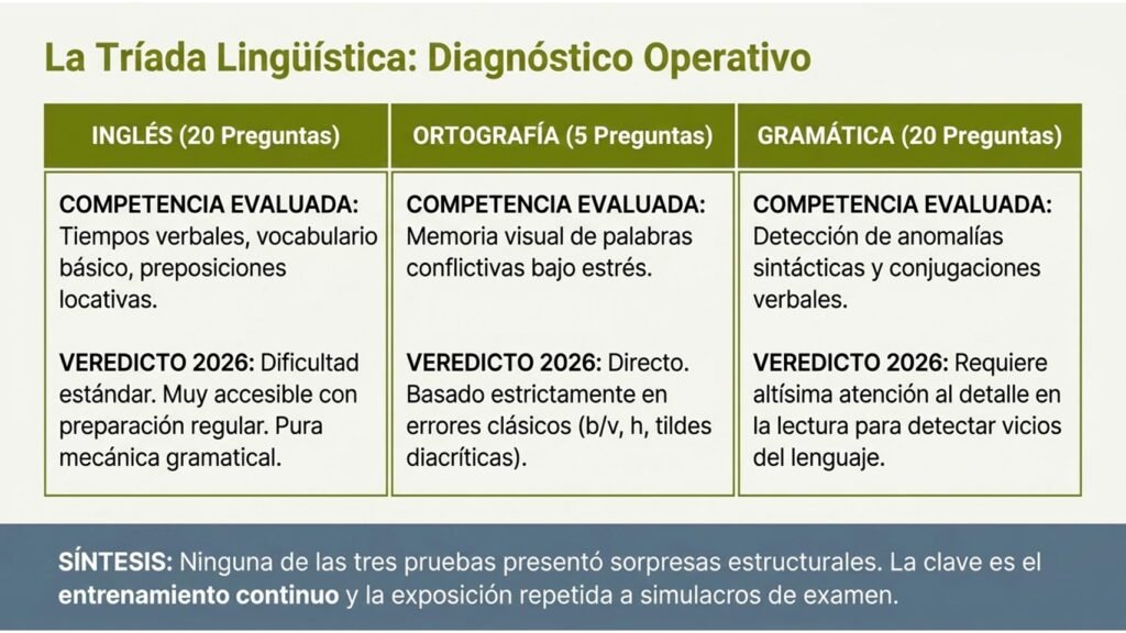 Análisis de las pruebas de inglés, gramática y ortografía Guardia Civil 2026