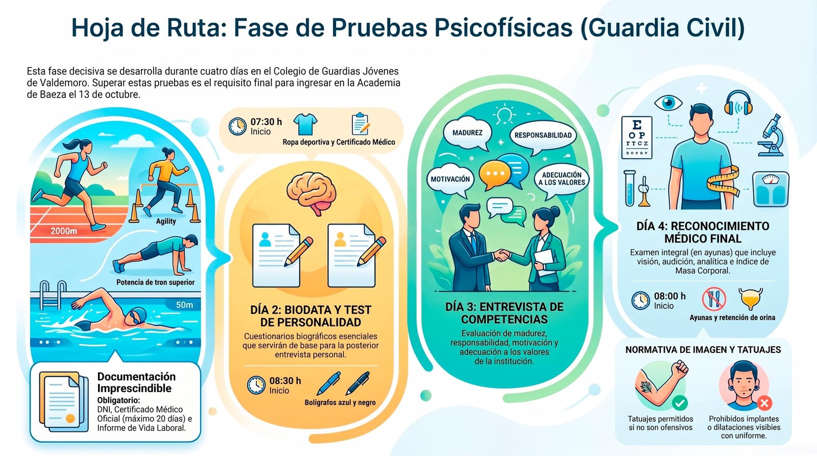 Guía de las pruebas psicofísicas de ingreso en la Guardia Civil 2026