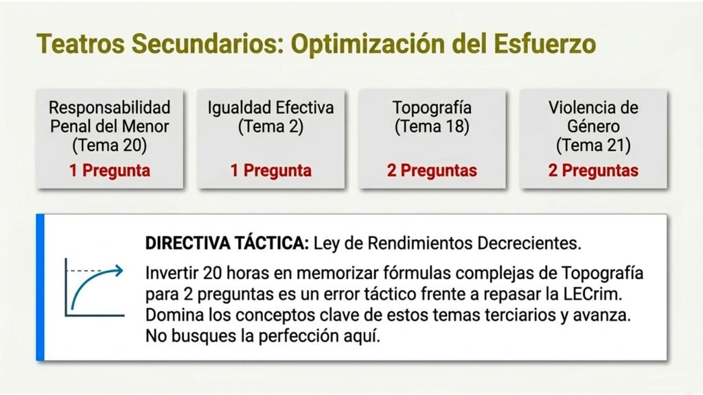 Temas con menor presencia en el examen Guardia Civil 2026